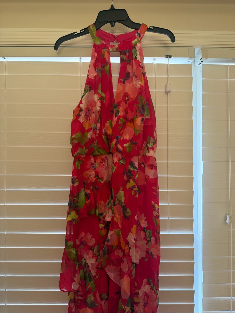 Adrianna Papell Hot Pink Floral Evening Dress - Picture 7 of 7